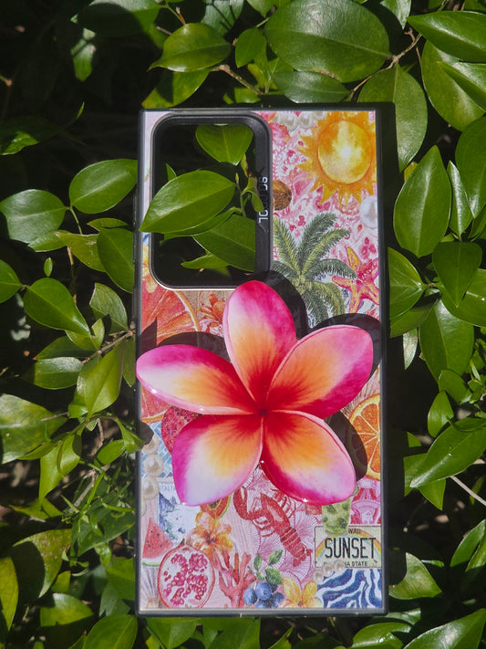 Tri-Color Plumeria flower phone grip