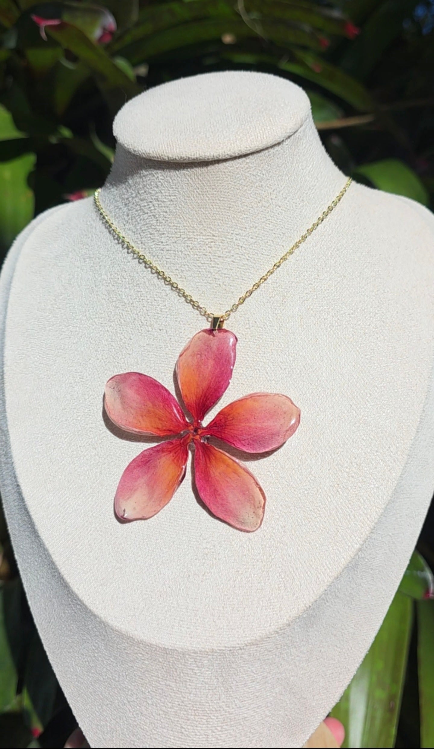 Light Sunset Plumeria flower necklace