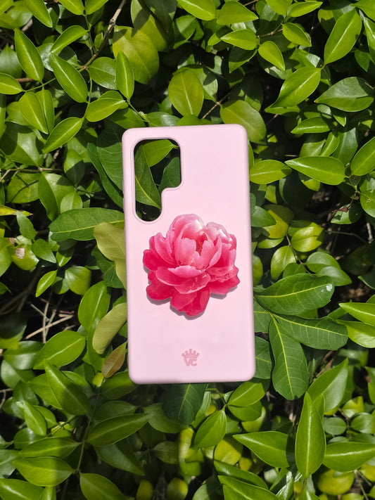 Pink Peony flower phone grip