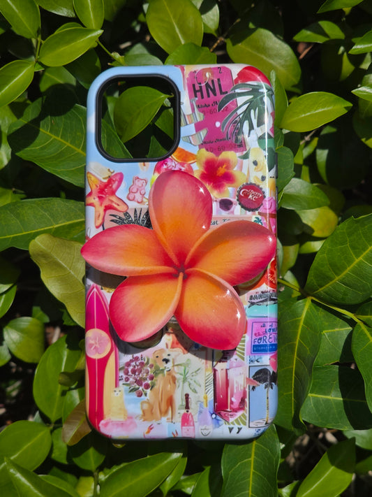 Peach Pink Plumeria flower phone grip