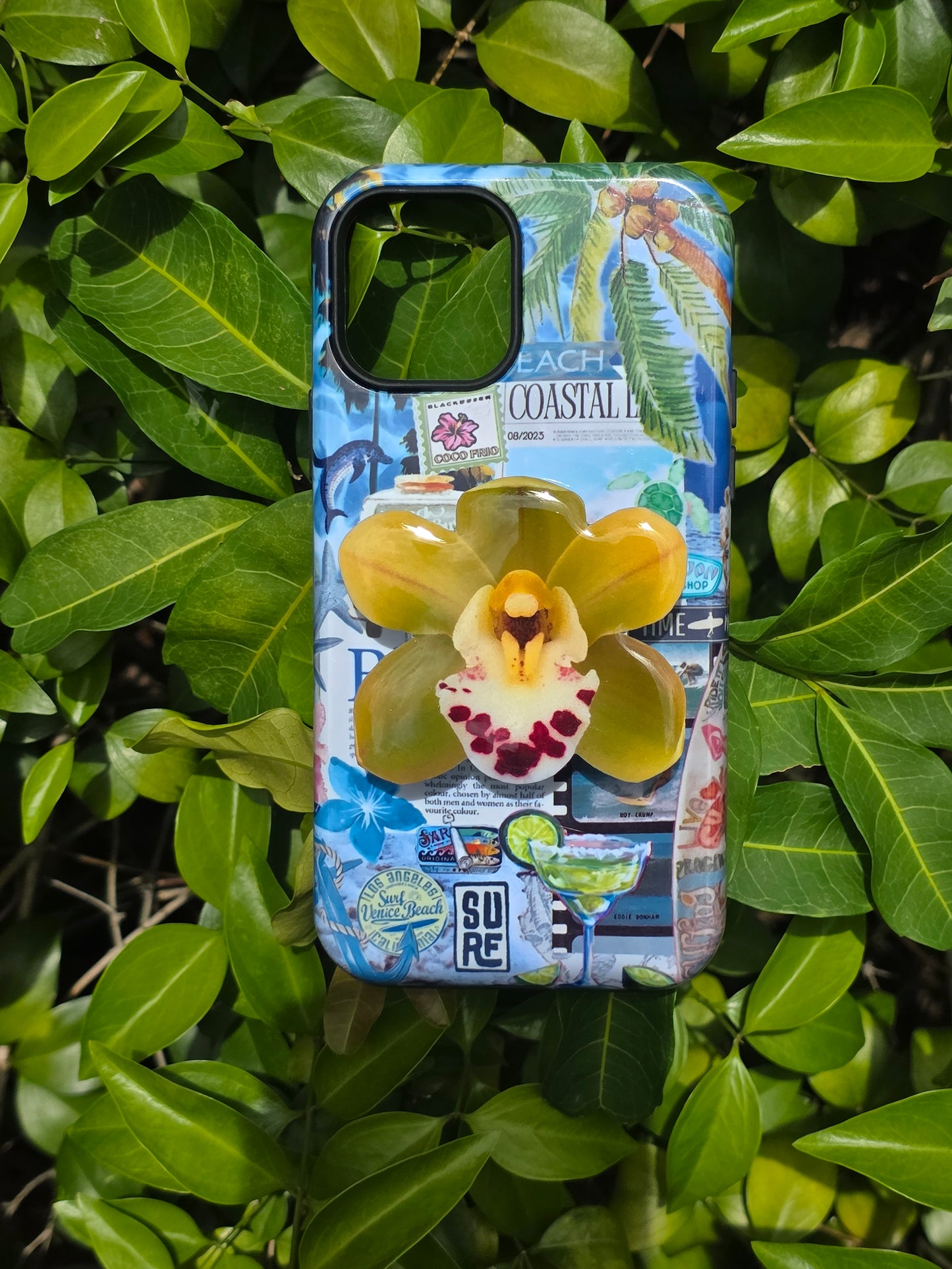 Green Cymbidium orchid flower phone grip