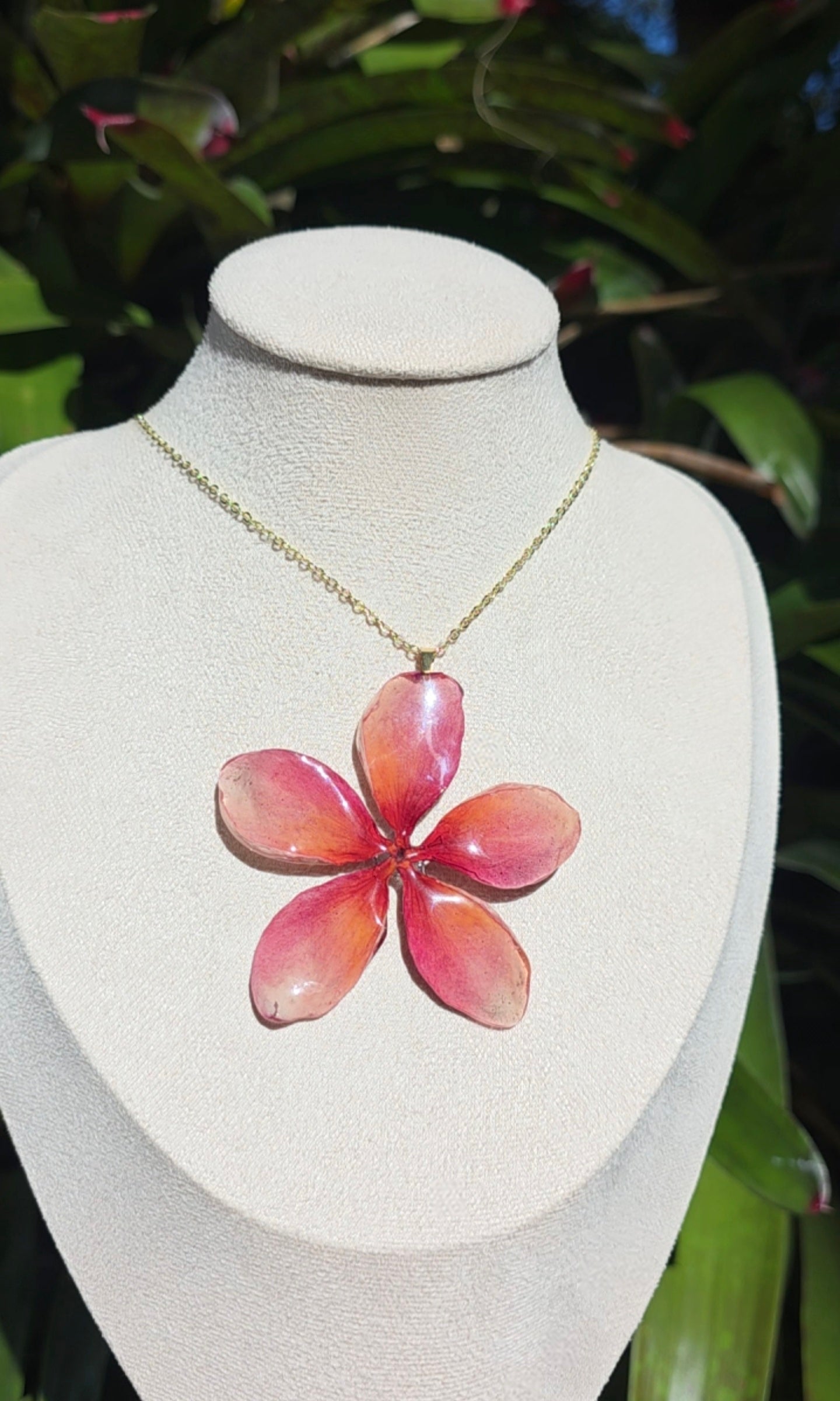 Light Sunset Plumeria flower necklace