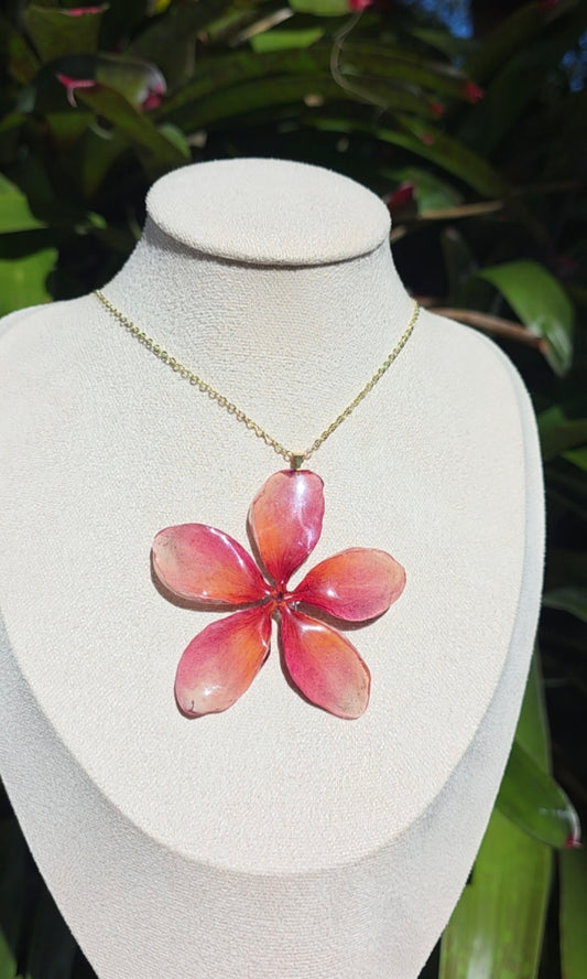 Light Sunset Plumeria flower necklace