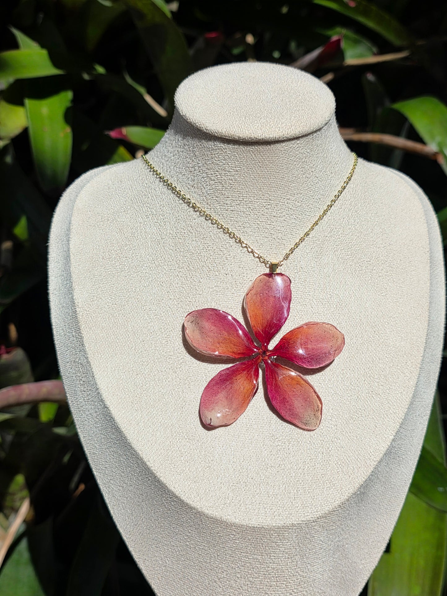 Light Sunset Plumeria flower necklace