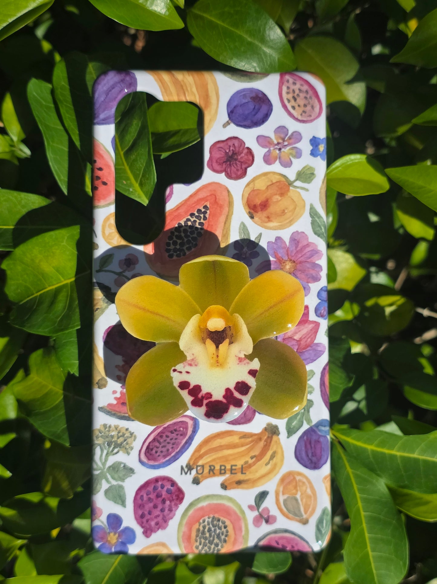 Green Cymbidium orchid flower phone grip