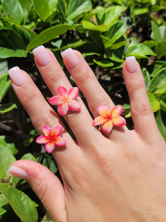 Plumeria rings stainless steel adjustable/ wire swirl rings