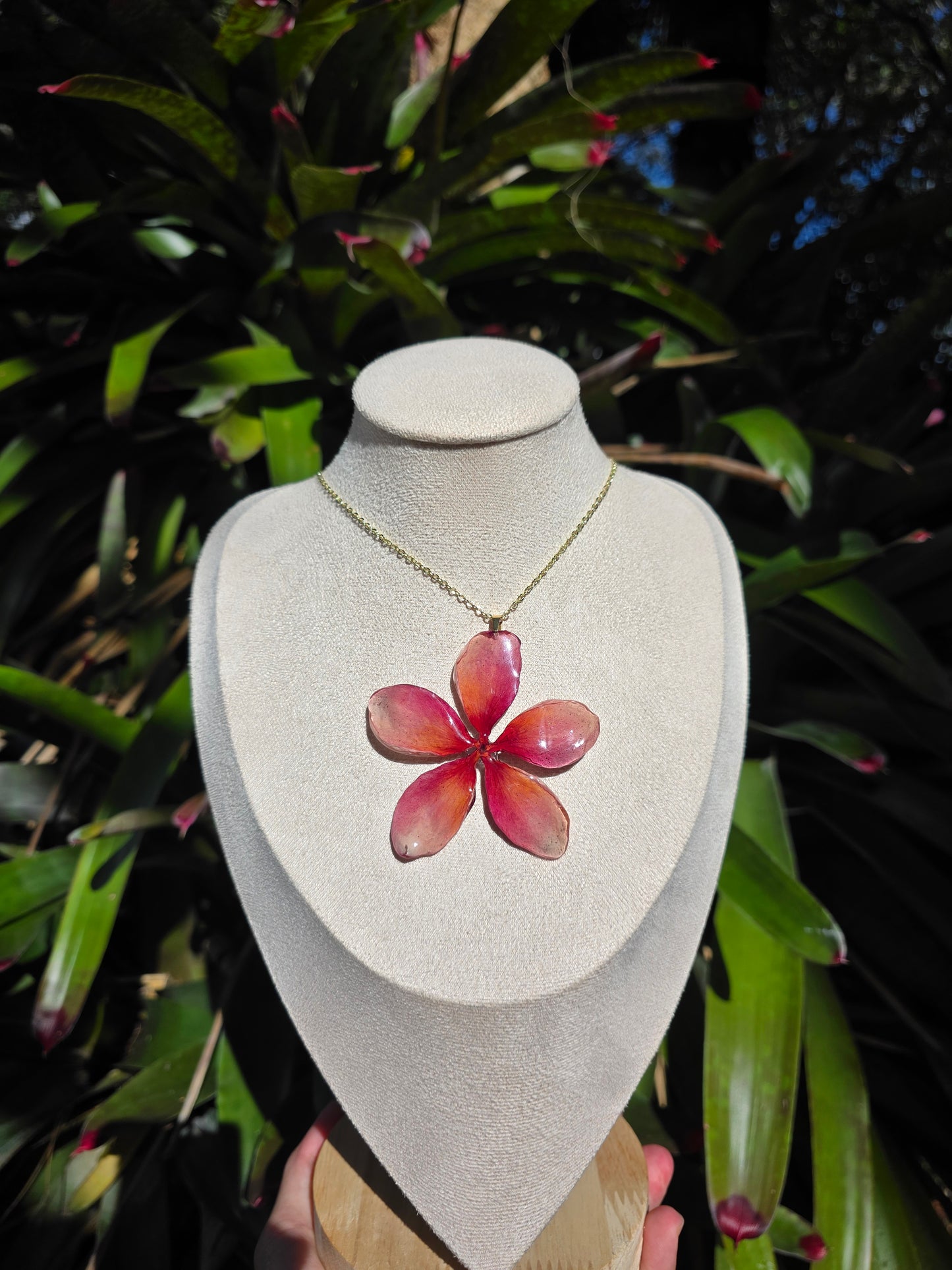 Light Sunset Plumeria flower necklace