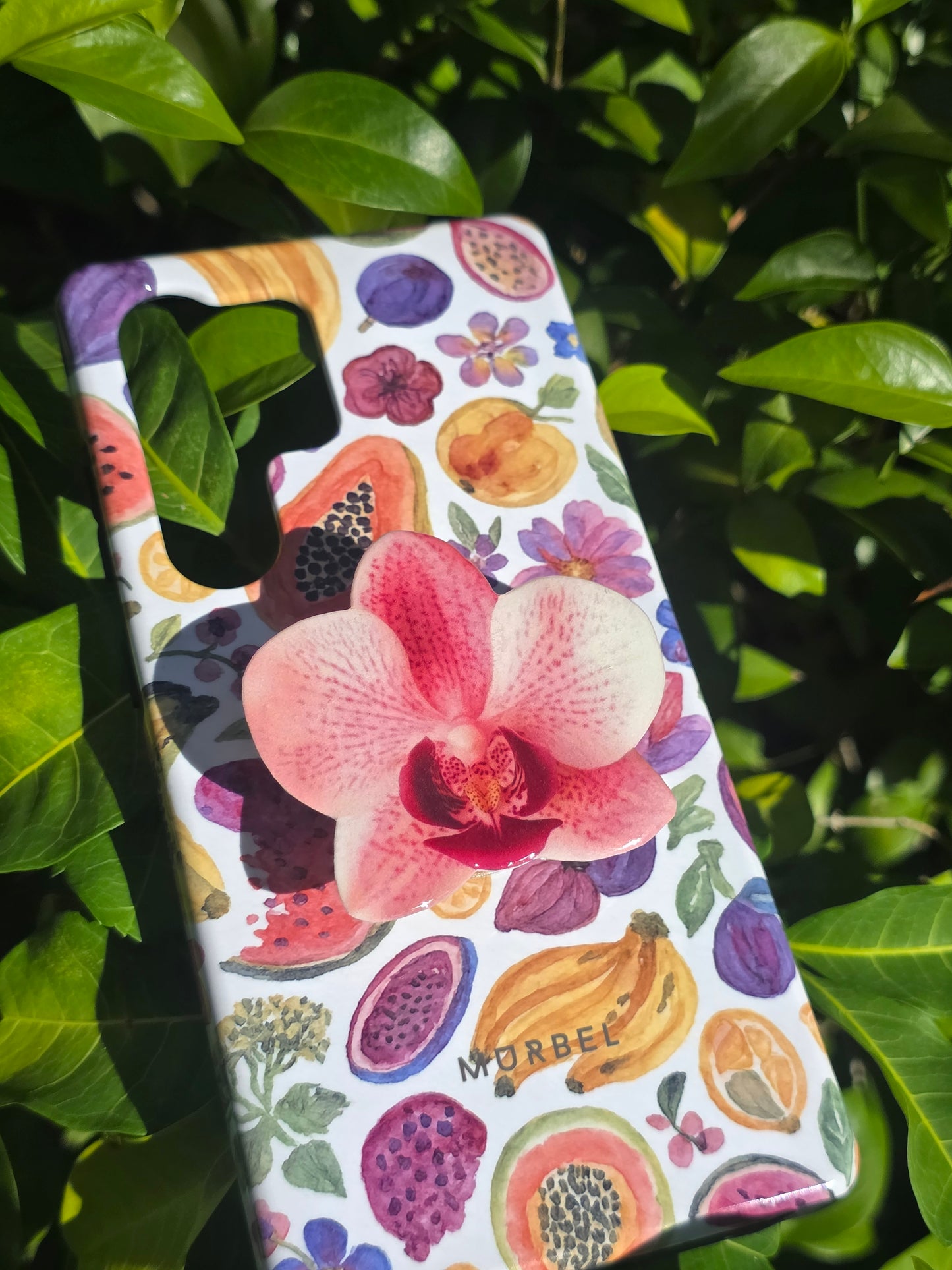 Pink Phalaenopsis orchid flower phone grip