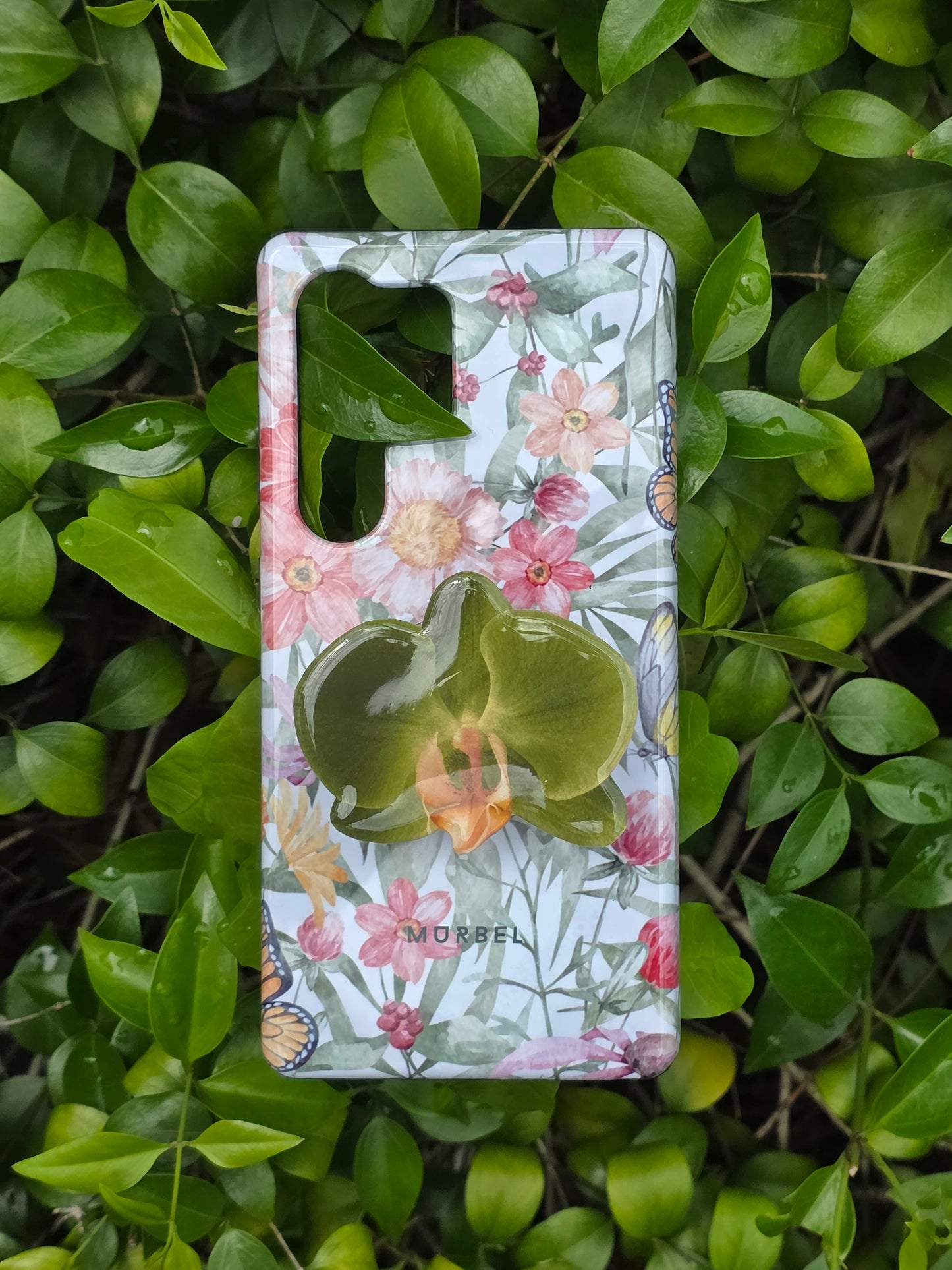 Green Phalaenopsis Orchid flower phone grip