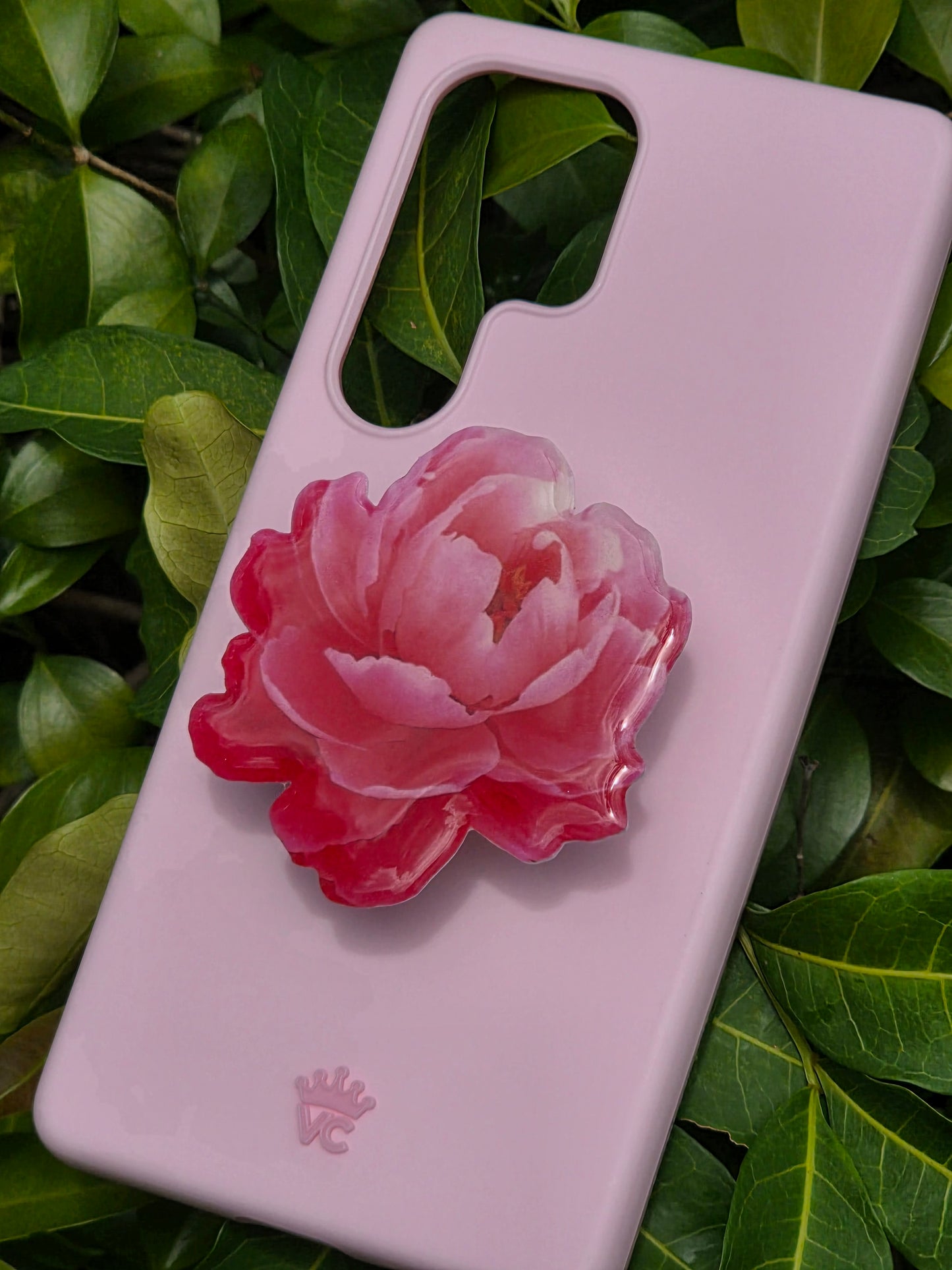 Pink Peony flower phone grip