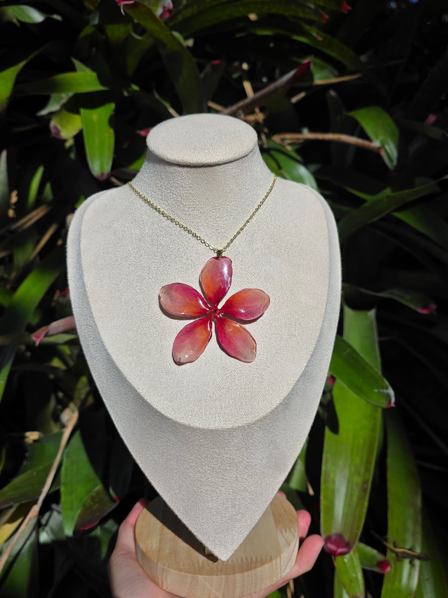Light Sunset Plumeria flower necklace