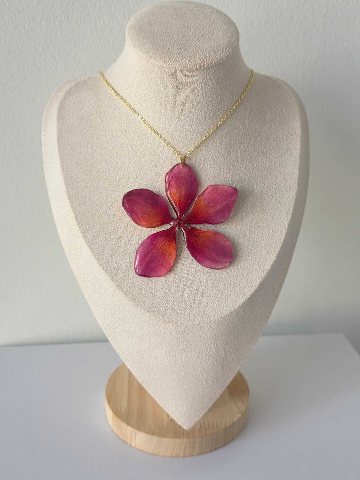Dark Sunset Plumeria Flower necklace