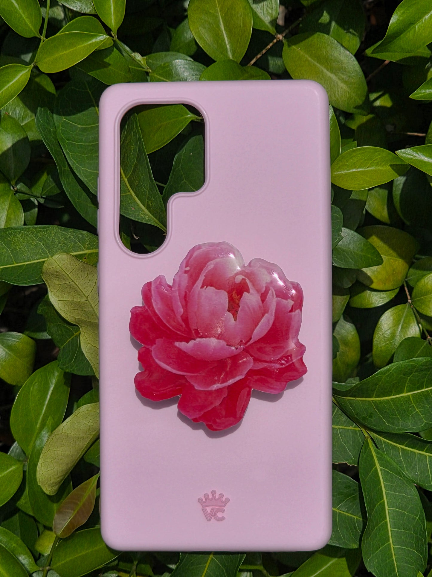 Pink Peony flower phone grip