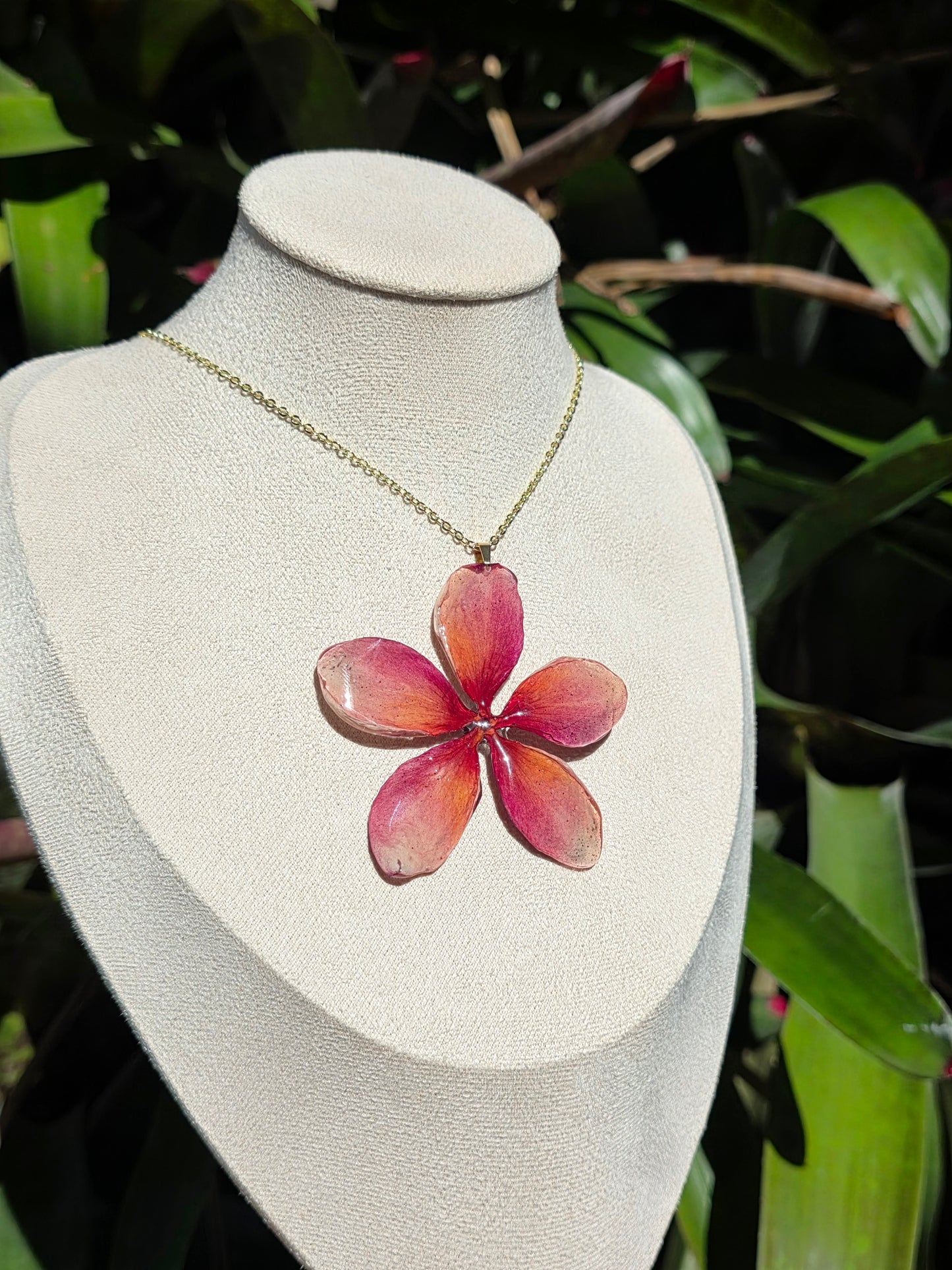 Light Sunset Plumeria flower necklace