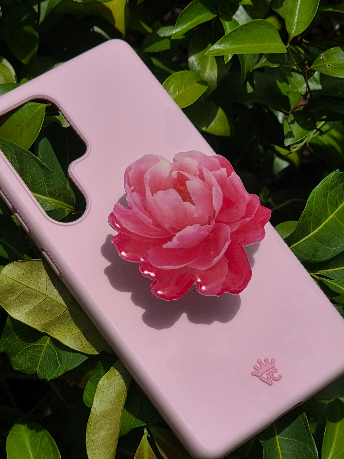 Pink Peony flower phone grip