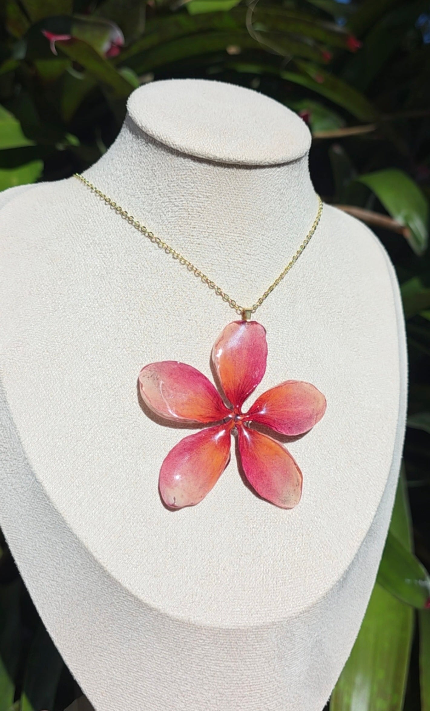 Light Sunset Plumeria flower necklace
